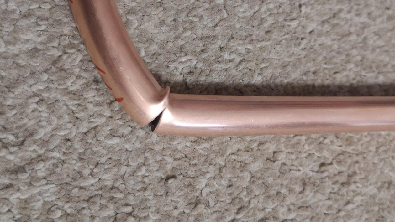 Bent copper pipe