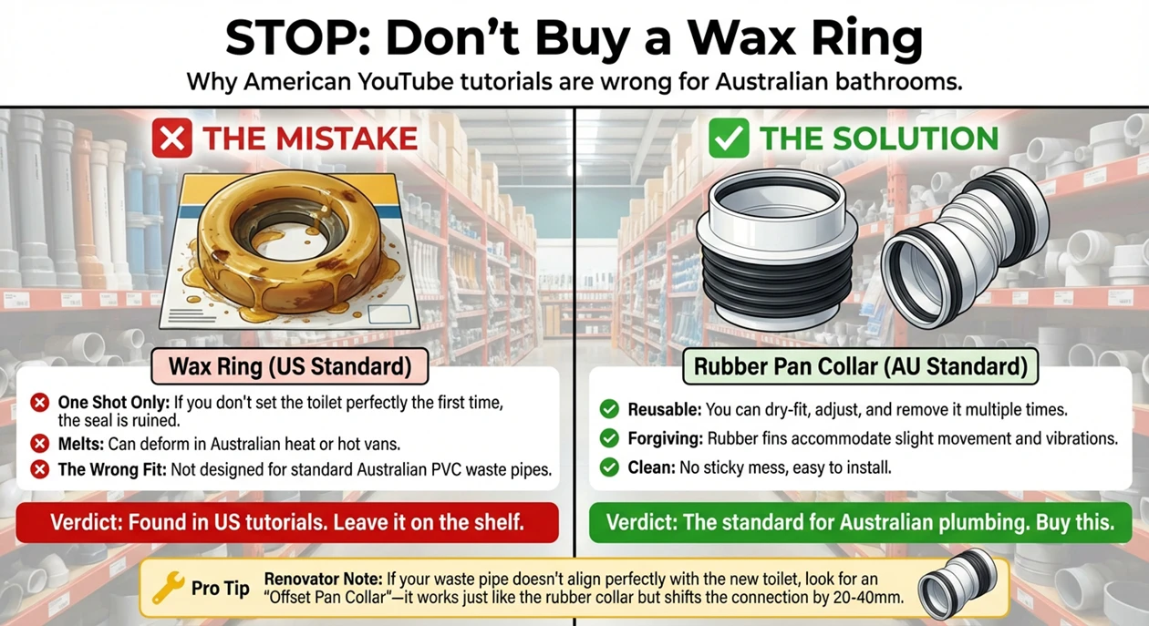 Wax ring vs rubber pan collar